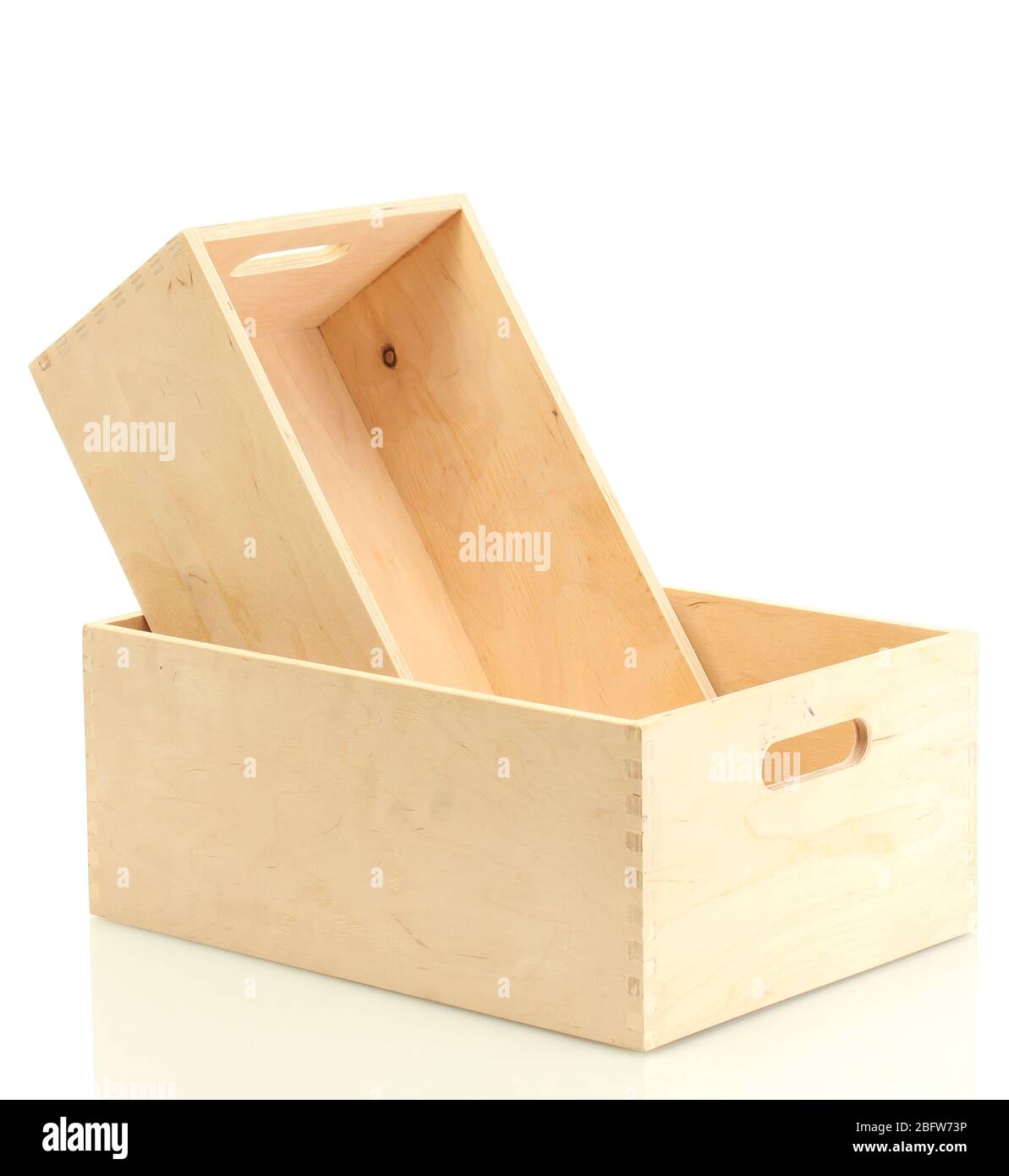 empty wooden crates isolated on white Stock Photo Alamy