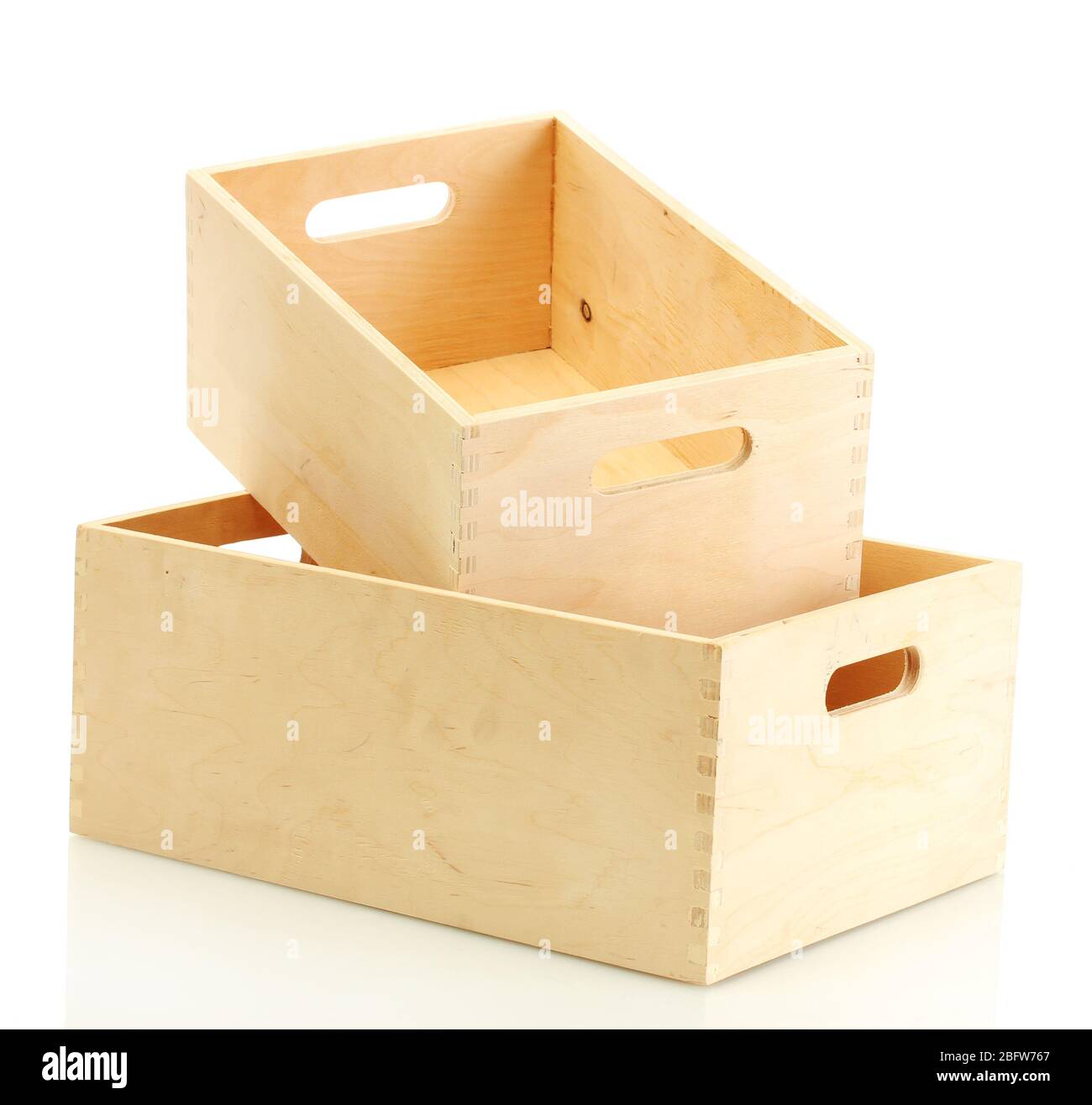 empty wooden crates isolated on white Stock Photo Alamy
