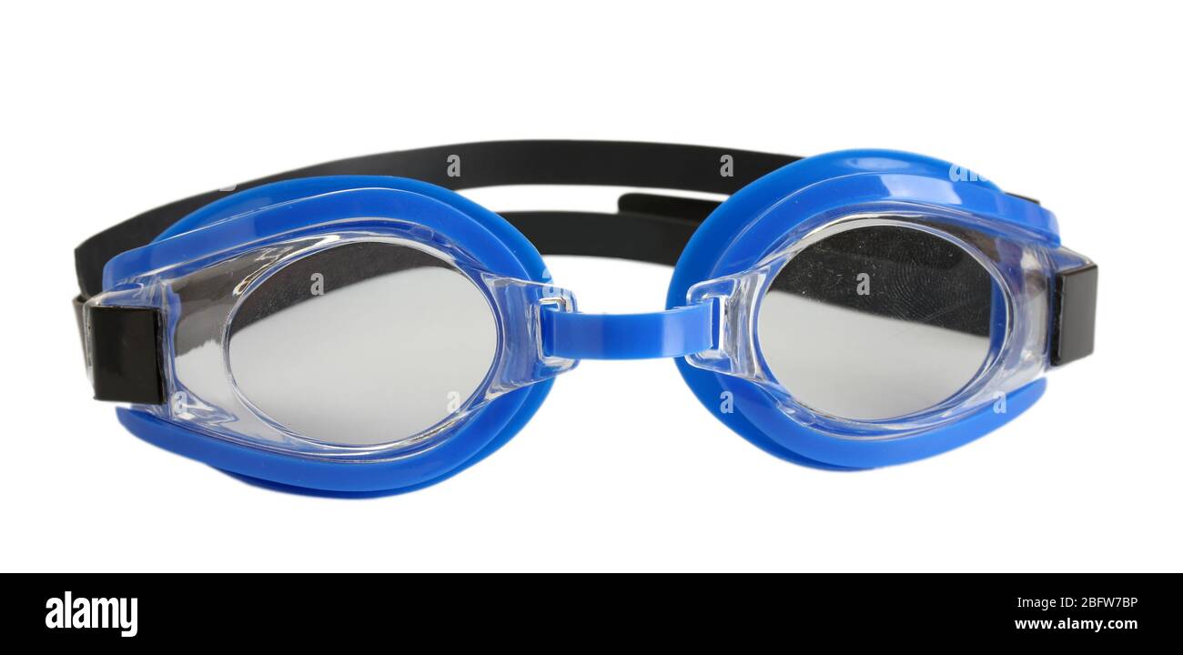 blue swim goggles isolated on white Stock Photo Alamy