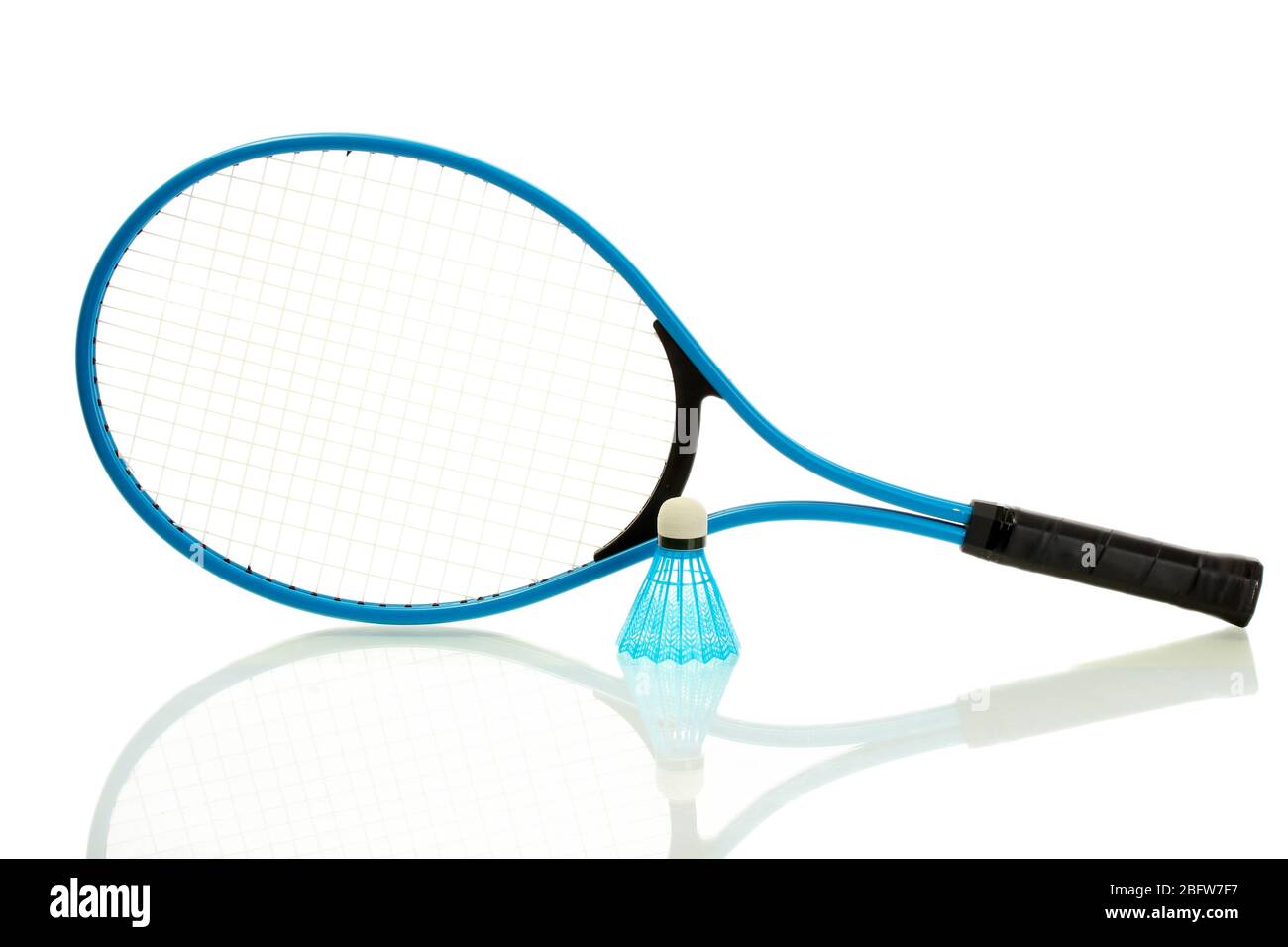 Badminton racket and shuttlecock isolated on white Stock Photo - Alamy
