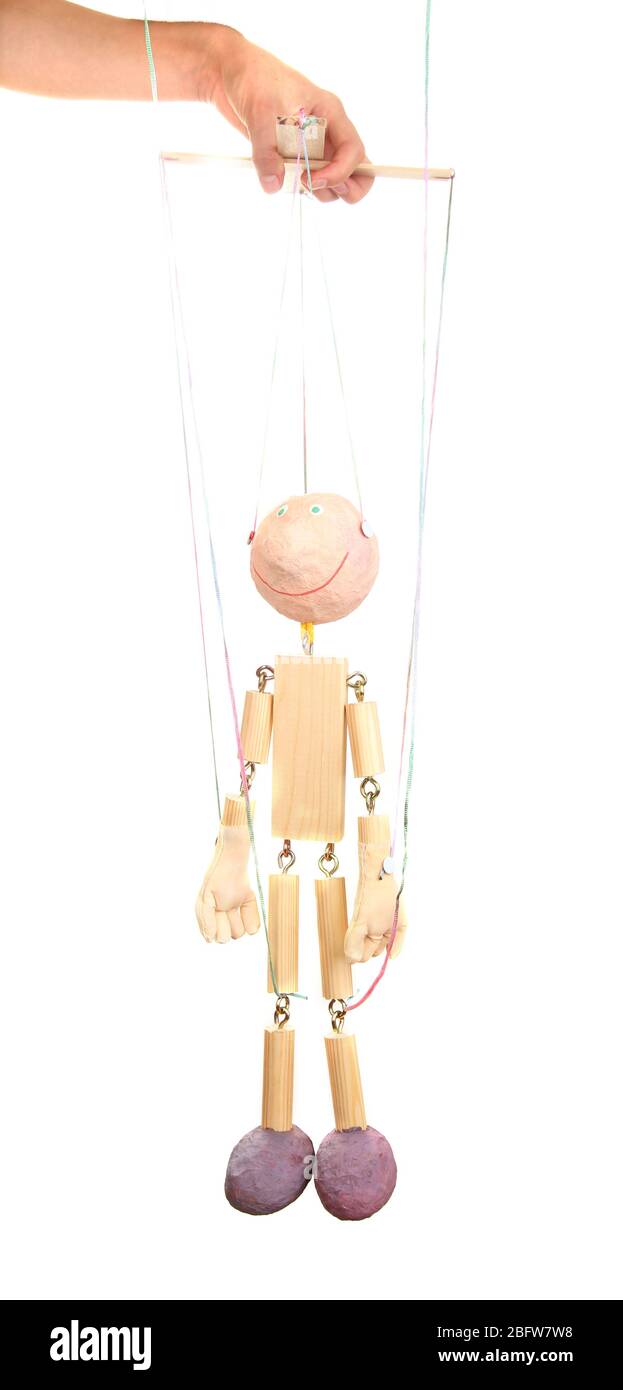 Wooden puppet isolated on white Stock Photo - Alamy