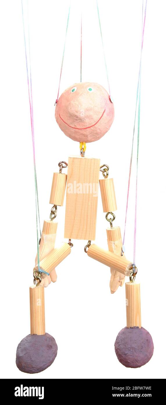 Wooden puppet isolated on white Stock Photo - Alamy