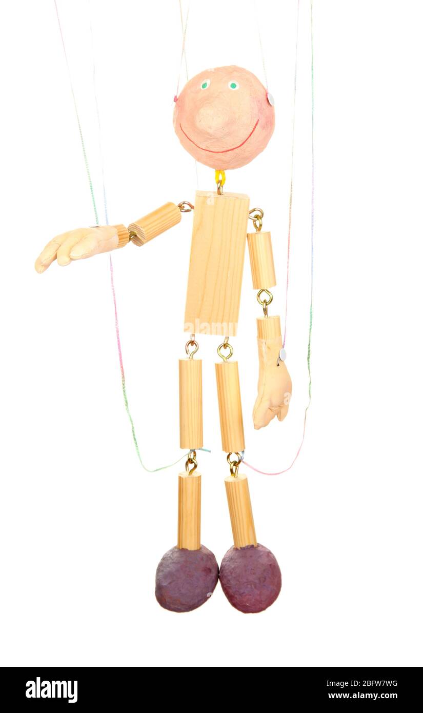 Wooden puppet isolated on white Stock Photo - Alamy