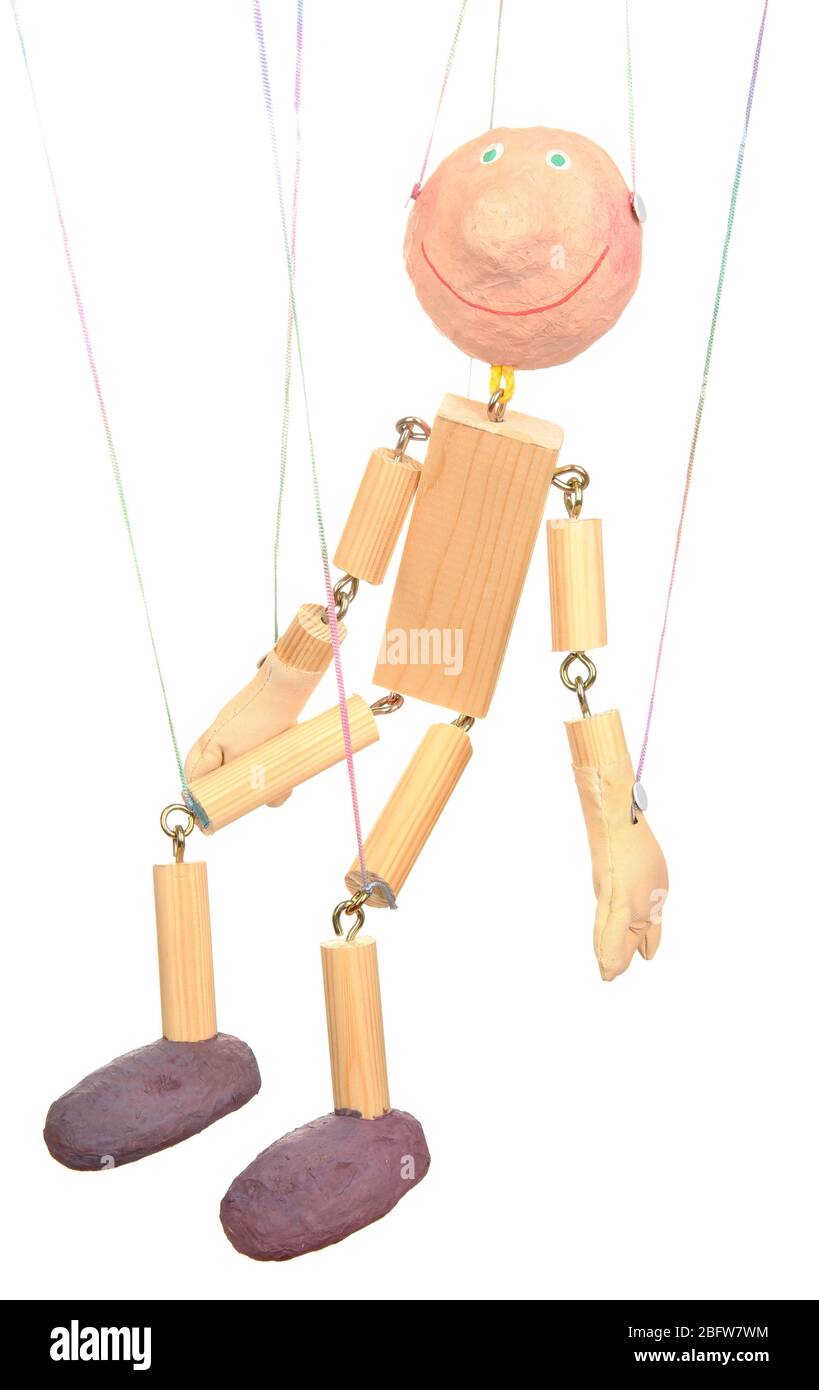 Wooden puppet isolated on white Stock Photo - Alamy