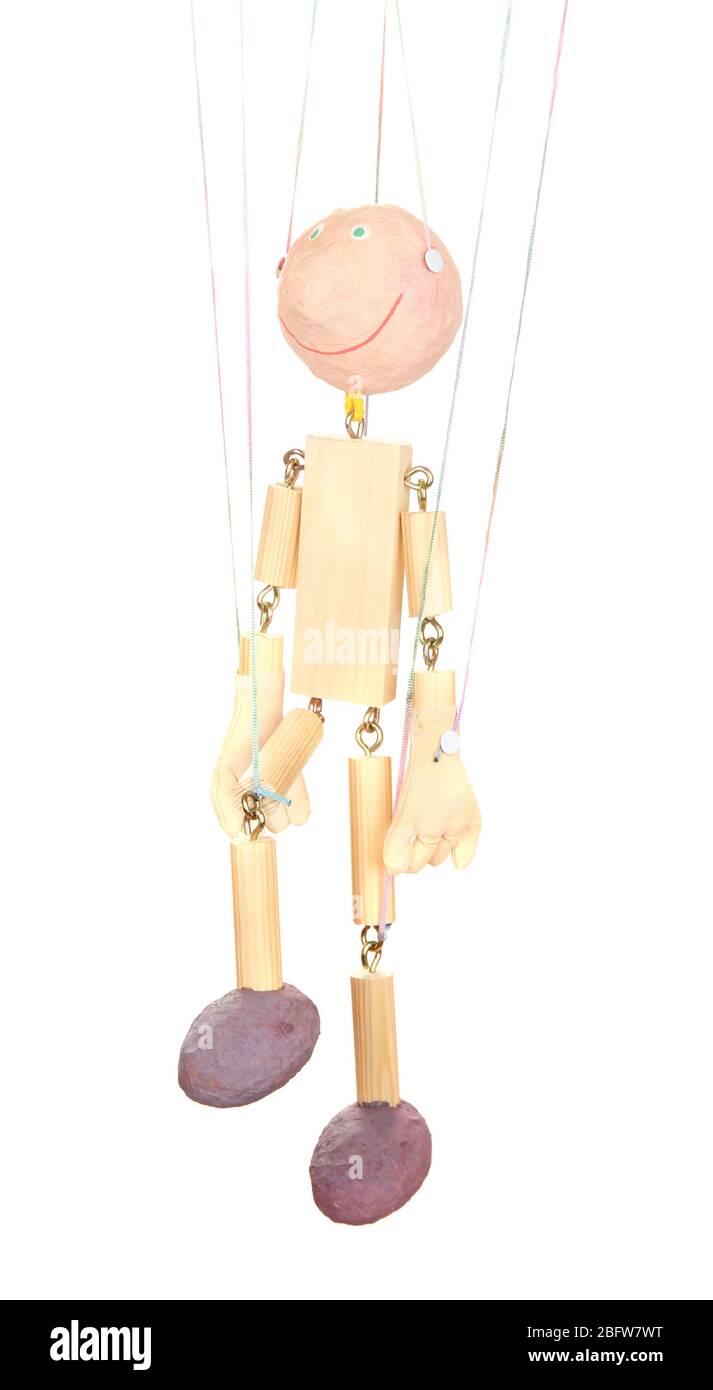 Wooden puppet isolated on white Stock Photo - Alamy