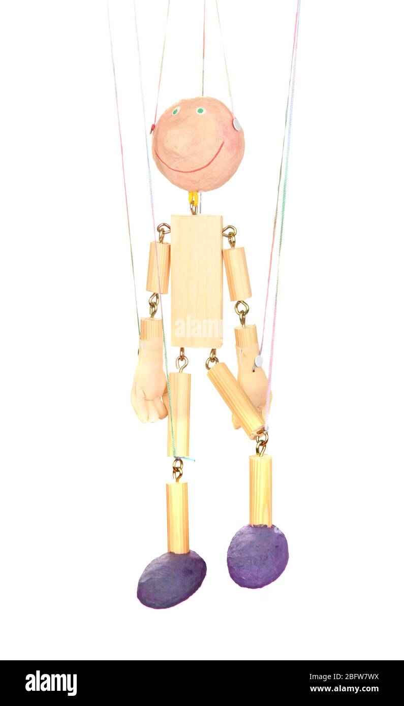 Wooden puppet isolated on white Stock Photo - Alamy