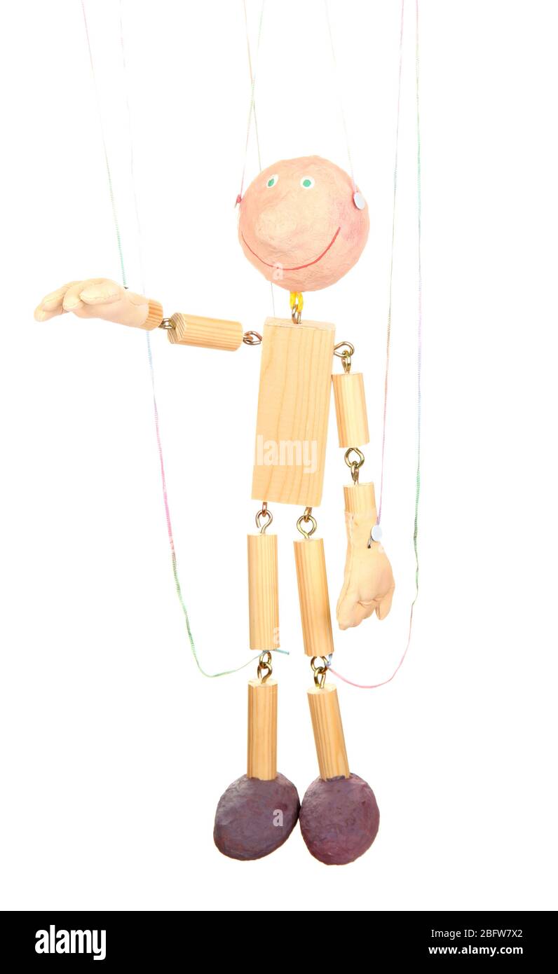 Wooden puppet isolated on white Stock Photo - Alamy
