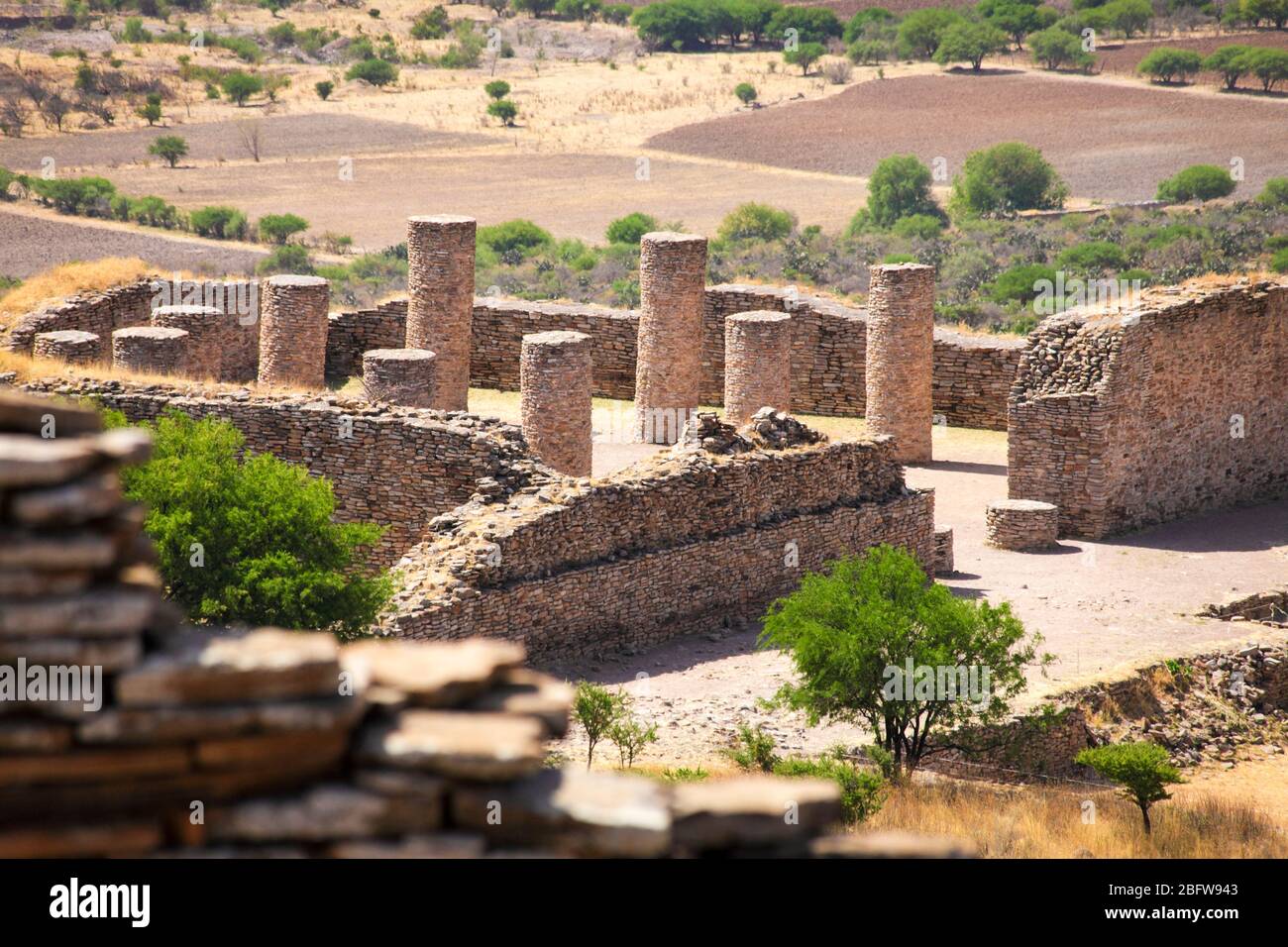 Remains of ancient habitations at Chicomoztoc, Zacatecas, Mexico. Stock Photo