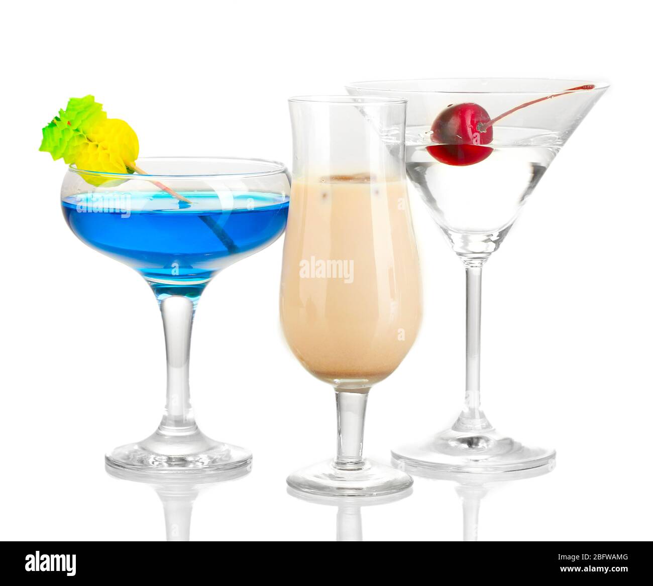 a variety of alcoholic drinks isolated on white Stock Photo Alamy