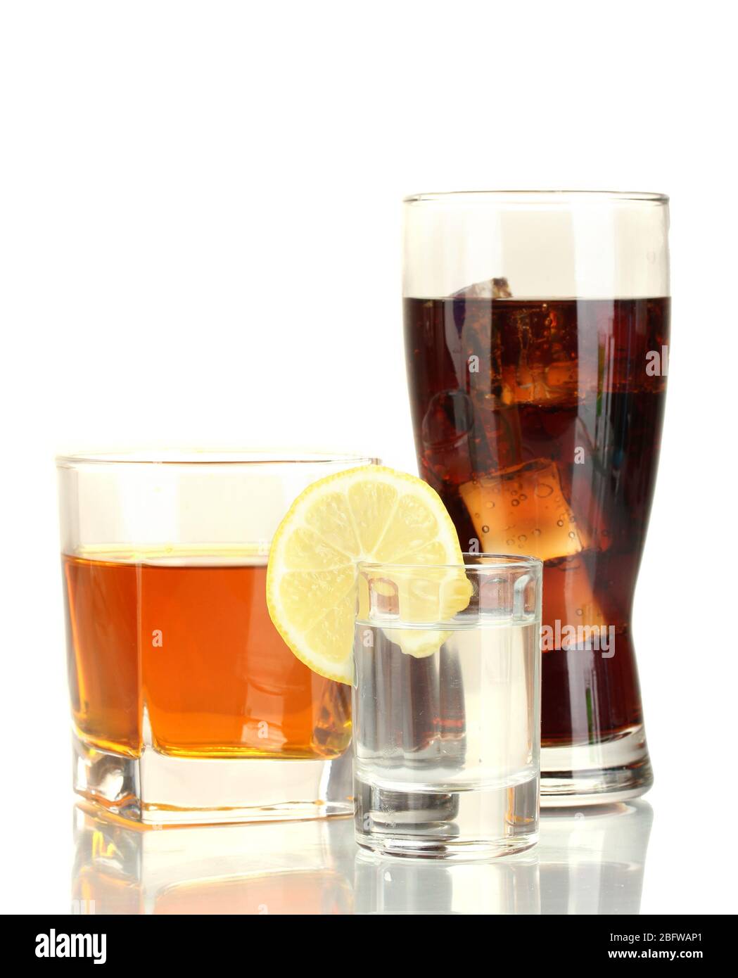 a variety of alcoholic drinks isolated on white Stock Photo Alamy