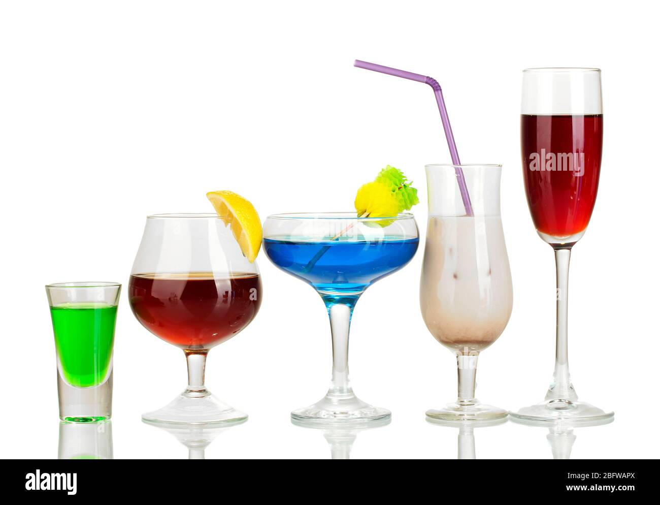 a variety of alcoholic drinks isolated on white Stock Photo Alamy