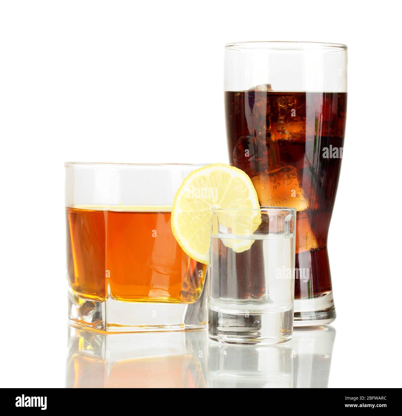 a variety of alcoholic drinks isolated on white Stock Photo Alamy
