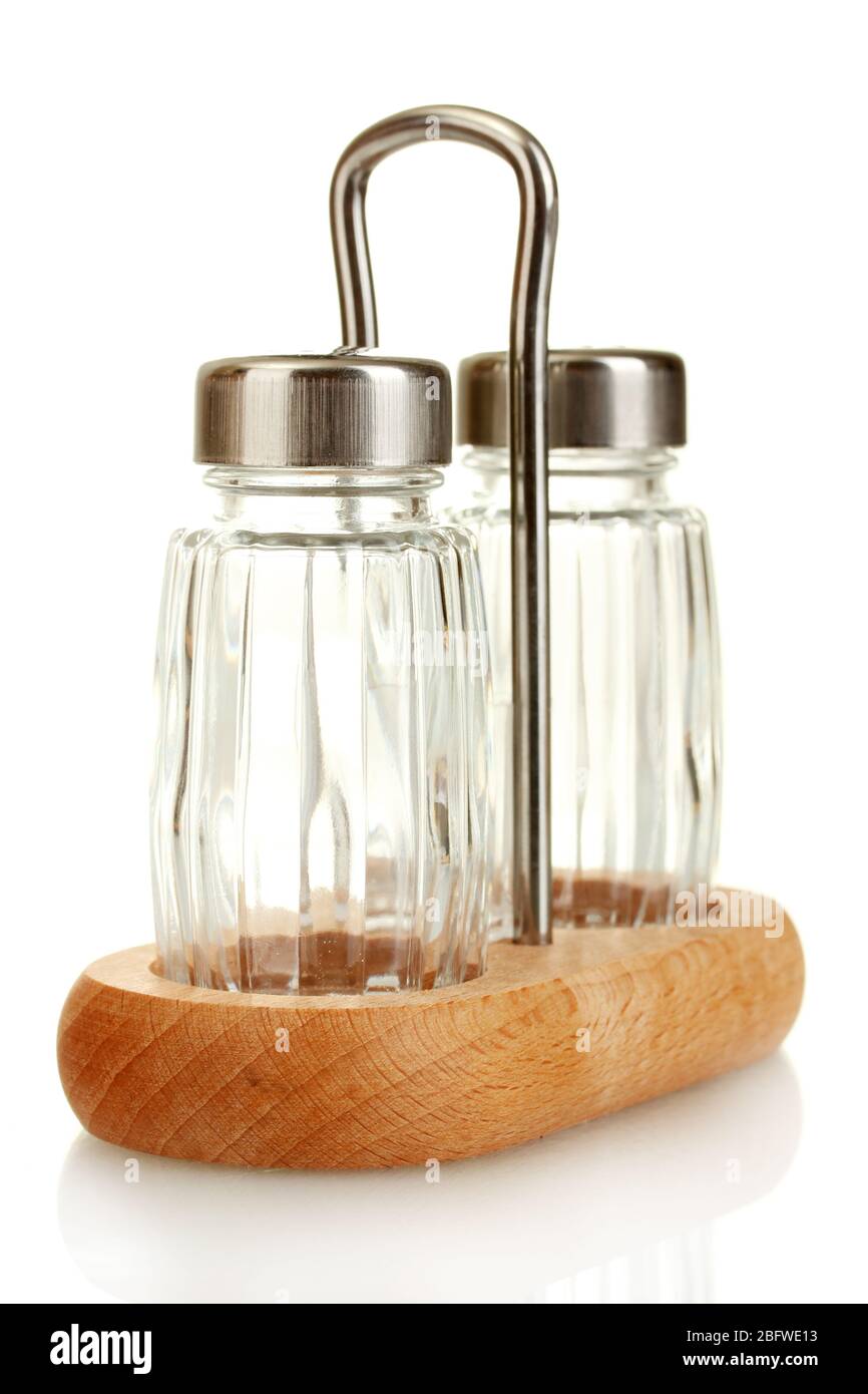 empty salt and pepper mills isolated on white Stock Photo