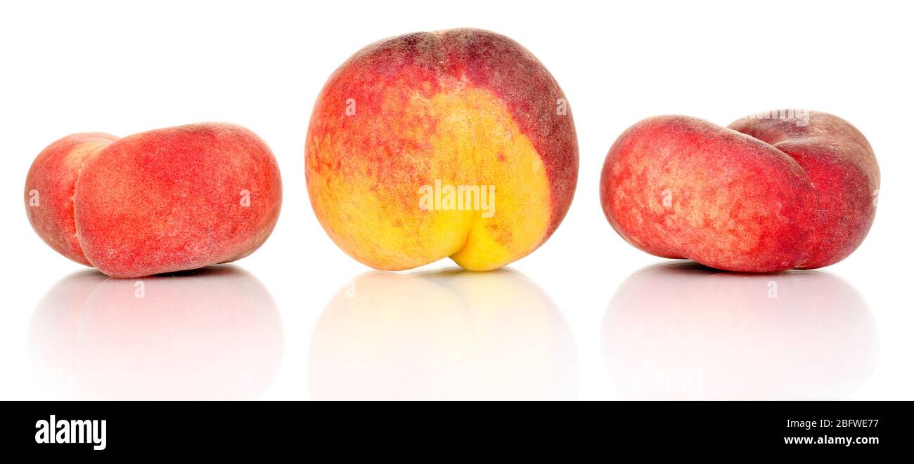 ripe peaches isolated on white Stock Photo