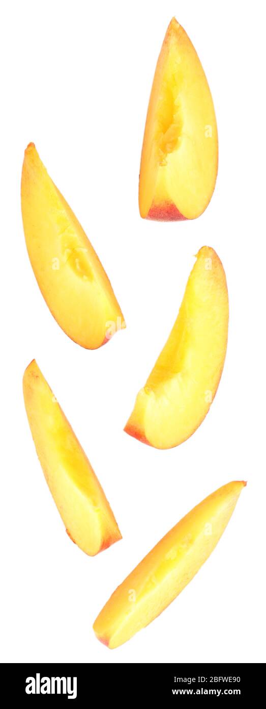 Peach slices isolated on hi-res stock photography and images - Alamy