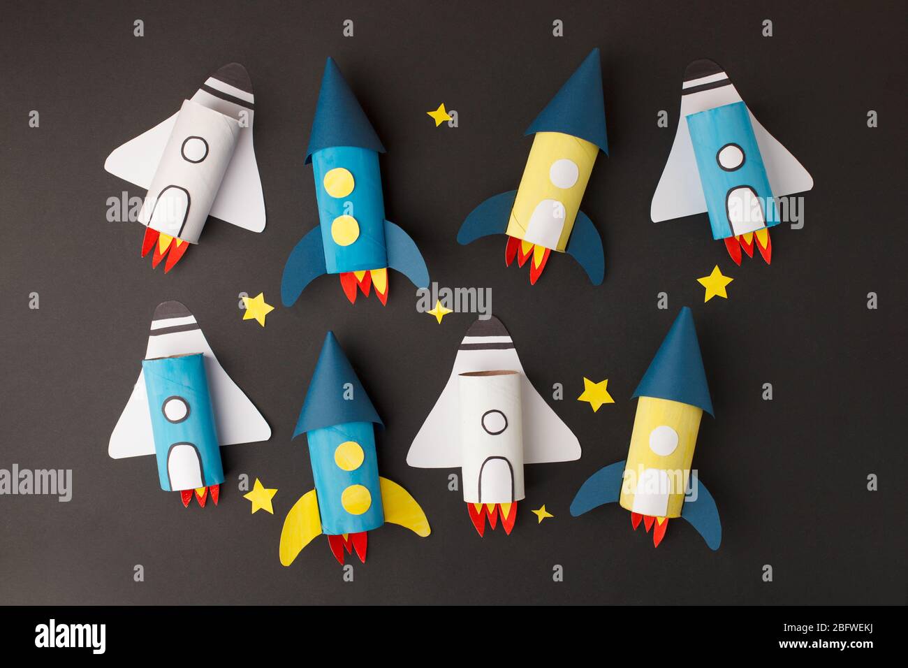Set of spaceship, shuttle, rocket on black background with copy space for  text. Concept of business launch, start up, handcraft, diy, creative idea  fr Stock Photo - Alamy