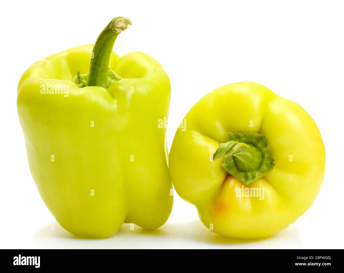 fresh green bell peppers isolated on white Stock Photo Alamy