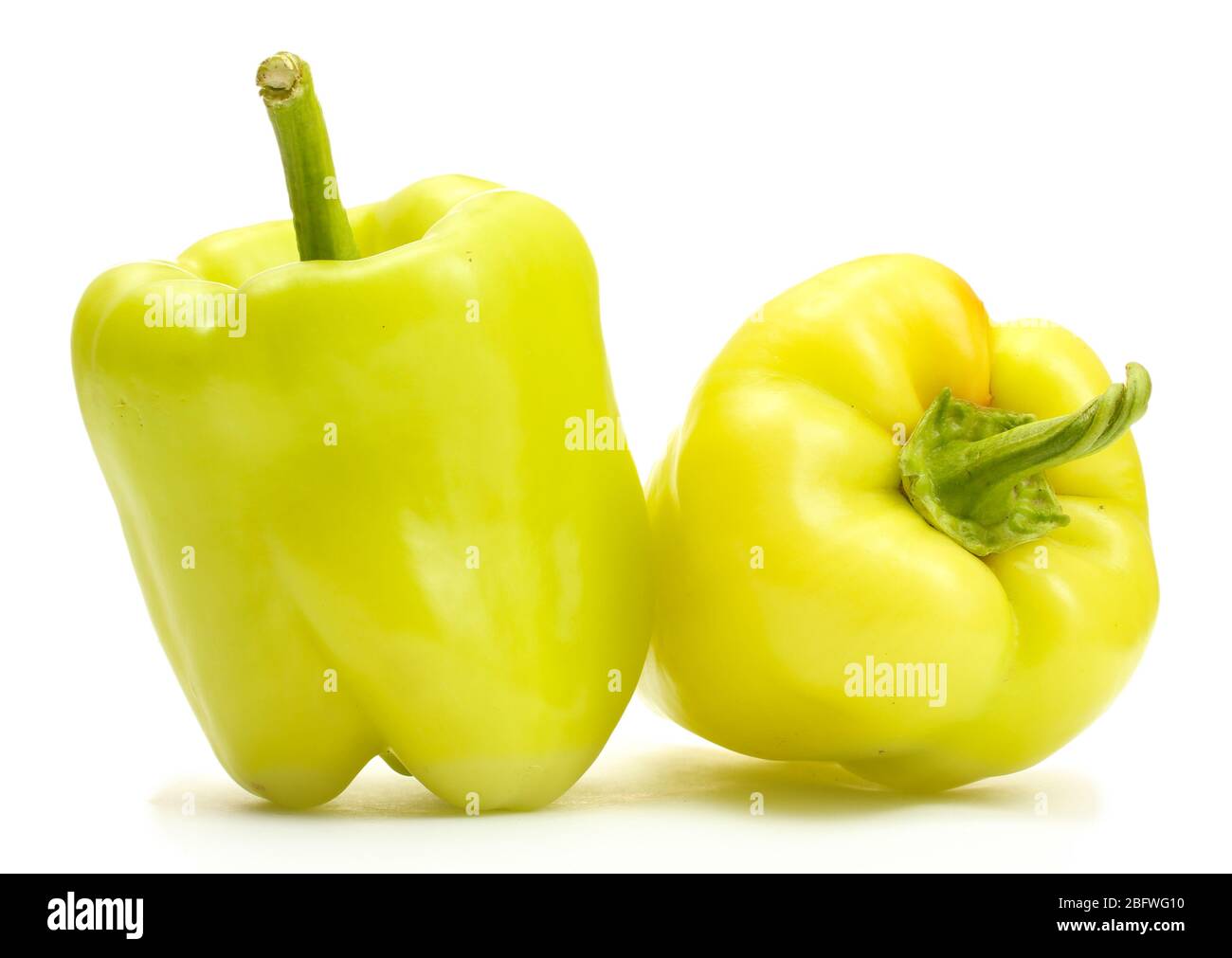 fresh green bell peppers isolated on white Stock Photo Alamy