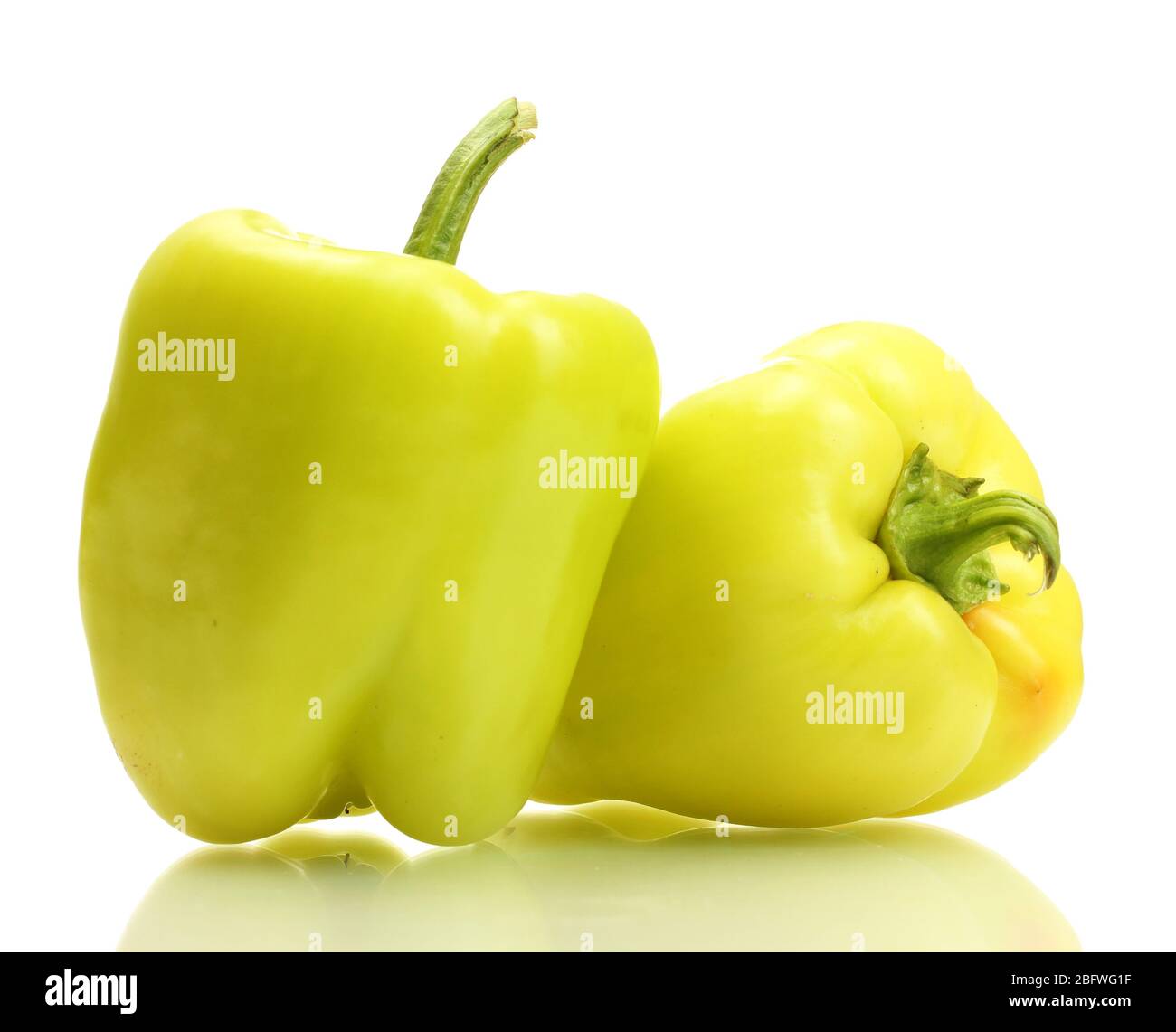 fresh green bell peppers isolated on white Stock Photo Alamy