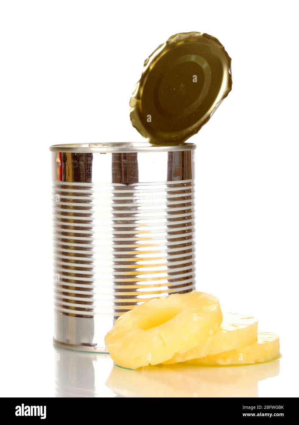 Pineapple in can isolated on white Stock Photo Alamy