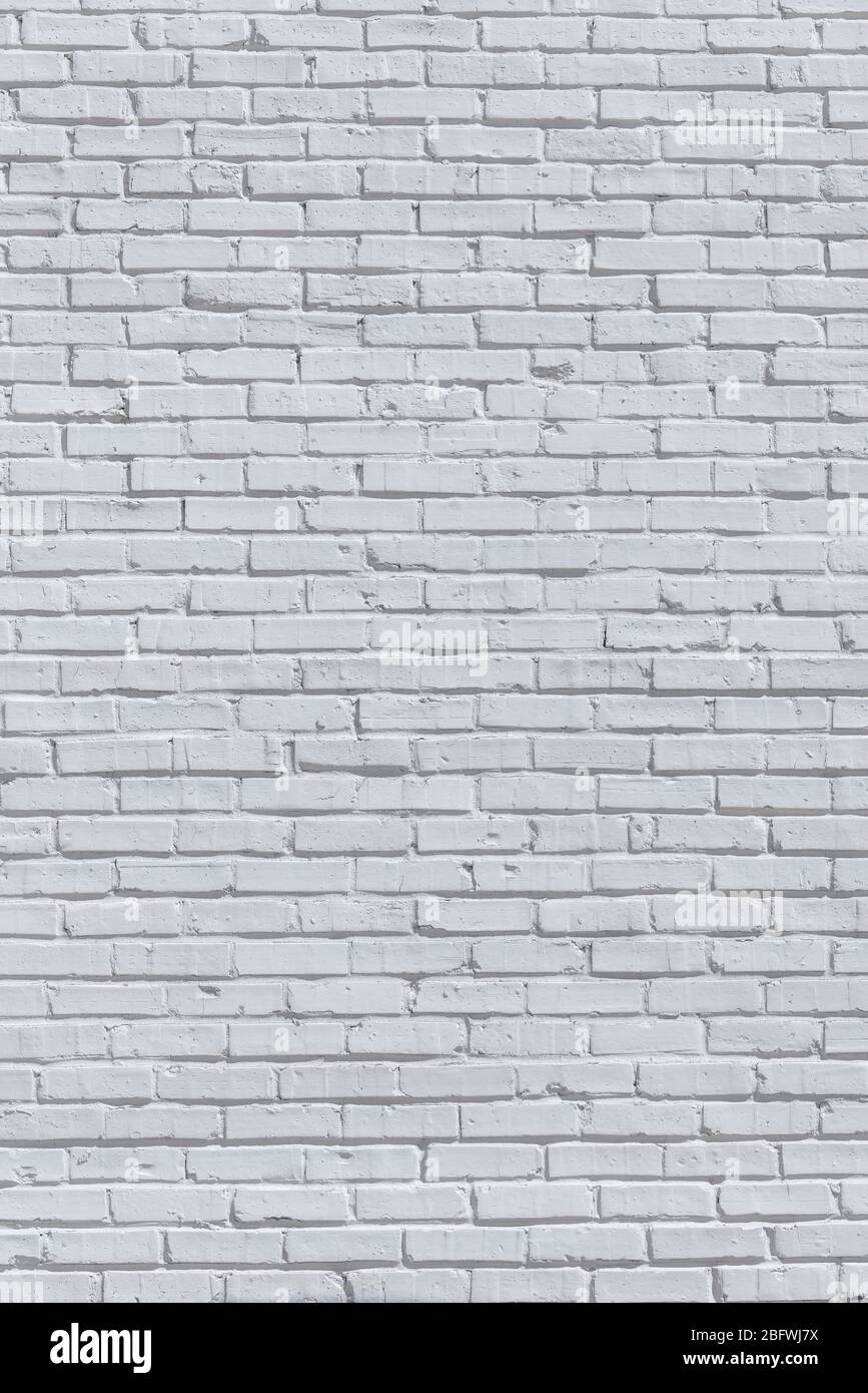 Brick painted white wall, can be used for texture or background Stock Photo