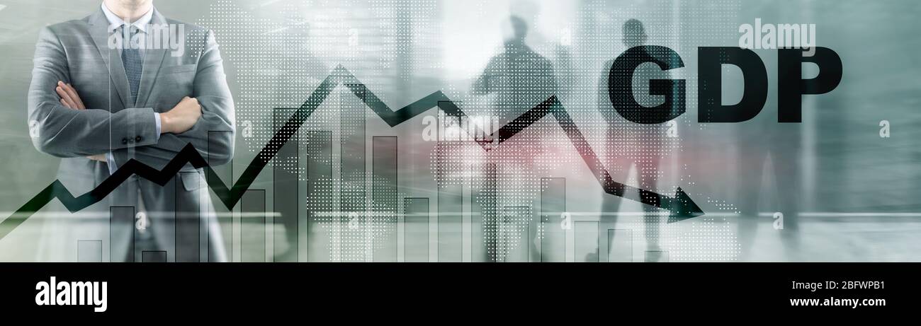 GDP Gross Domestic Product on Business Modern Background. Arrow and charts. Stock Photo