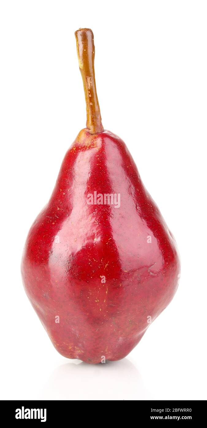 Ripe red pear isolated on white Stock Photo - Alamy