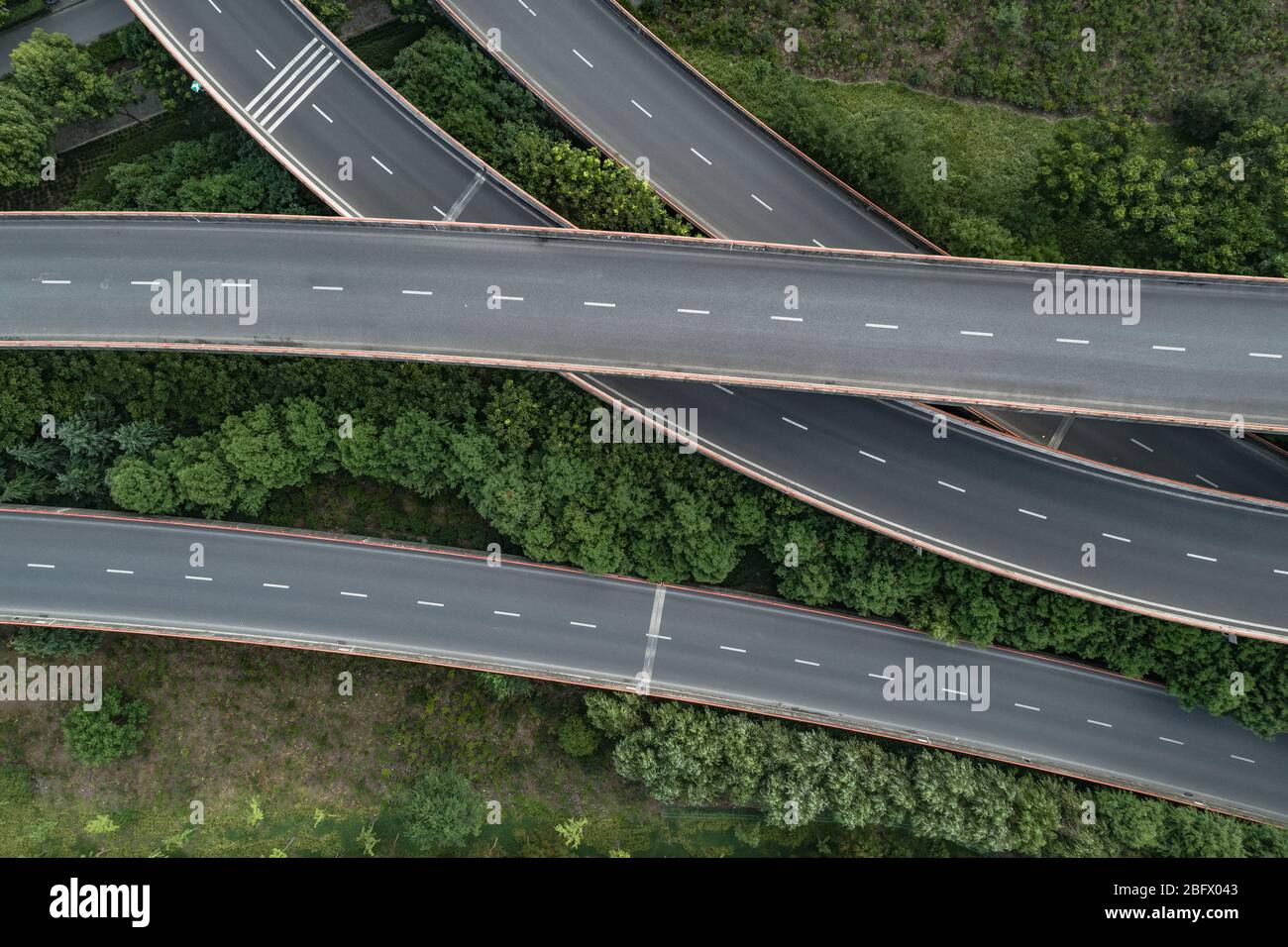 Aerial view of empty highway and overpass Stock Photo - Alamy