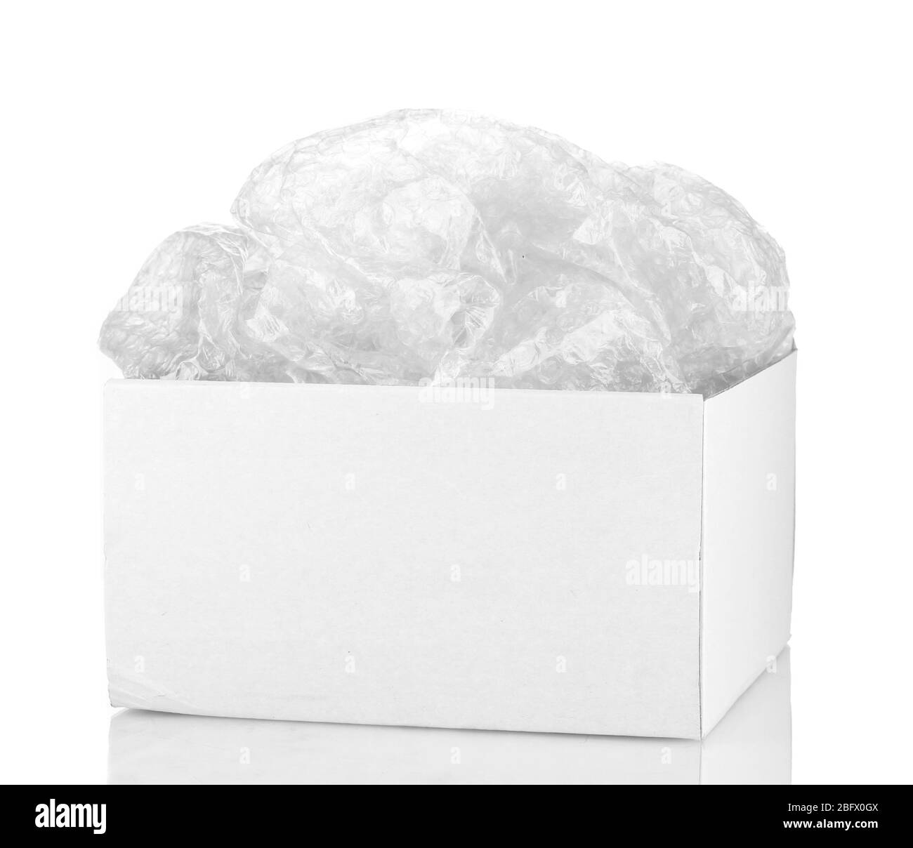 Opened parcel isolated on white Stock Photo