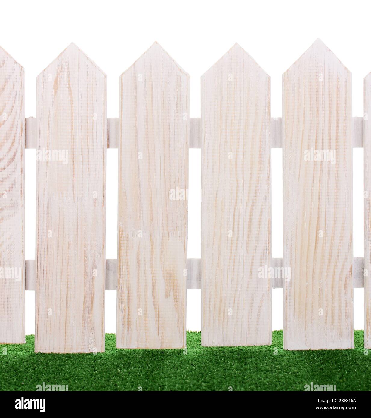 wooden fence and green grass isolated on white Stock Photo - Alamy