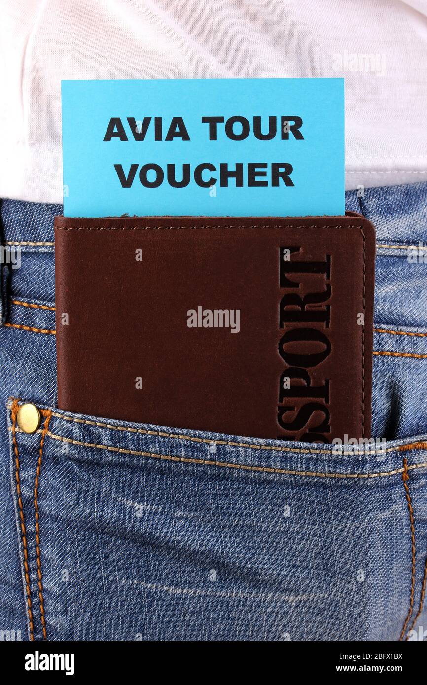 Passport and ticket in jeans pocket closeup Stock Photo Alamy