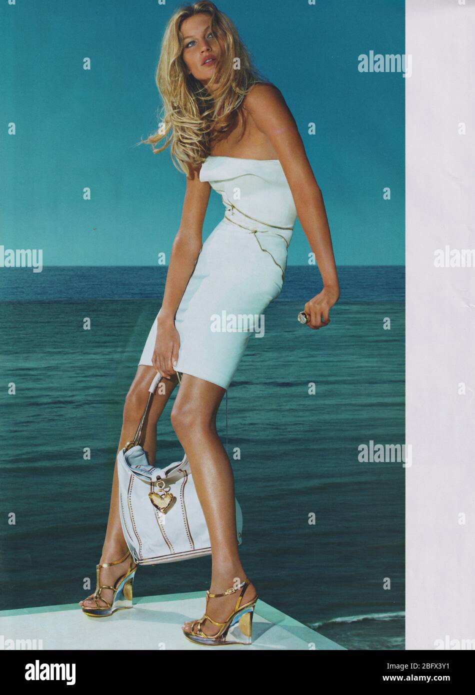 poster advertising VERSACE fashion house with Gisele Bundchen in paper  magazine from 2009 year, advertisement, creative VERSACE advert from 2000s  Stock Photo - Alamy