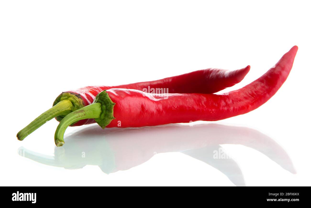 Red hot chili peppers, isolated on white Stock Photo - Alamy