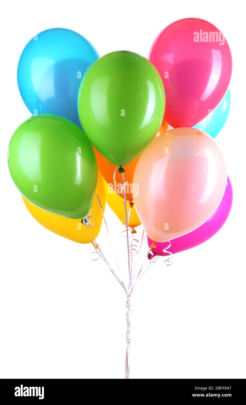 Colorful balloons isolated on white Stock Photo - Alamy