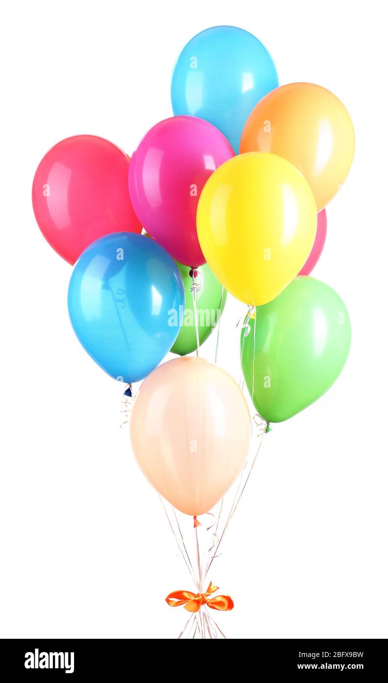 Colorful balloons isolated on white Stock Photo - Alamy