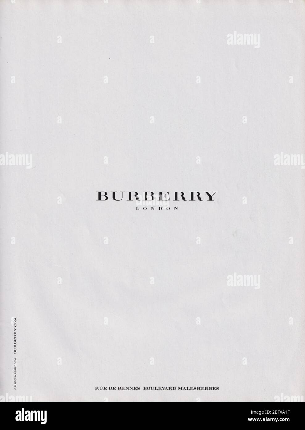 poster advertising Burberry fashion house in paper magazine from 2004 year,  advertisement, creative Burberry advert from 2000s Stock Photo - Alamy