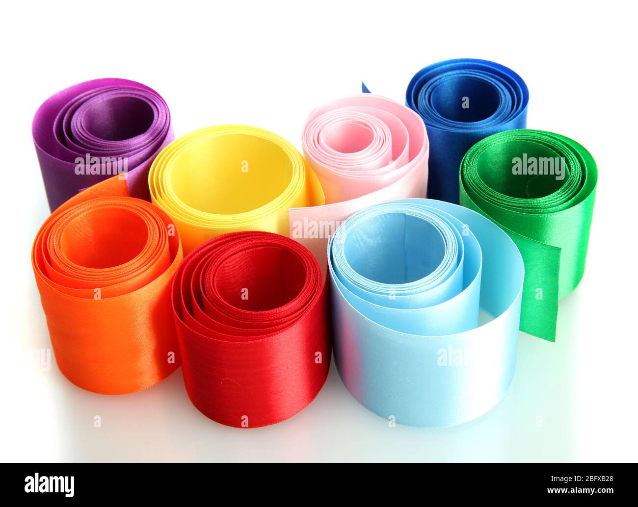 bright silk ribbons, isolated on white Stock Photo - Alamy