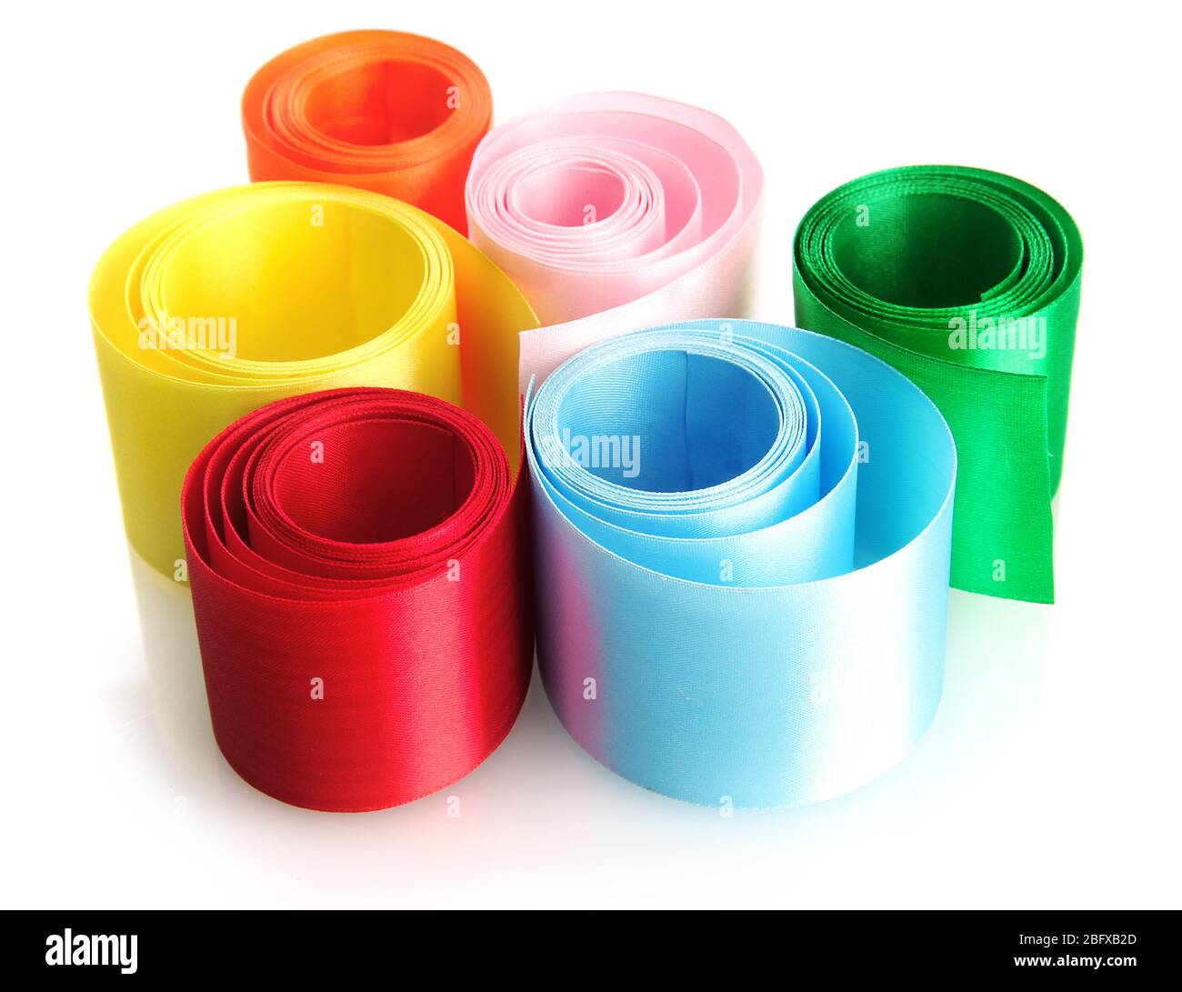 bright silk ribbons, isolated on white Stock Photo - Alamy