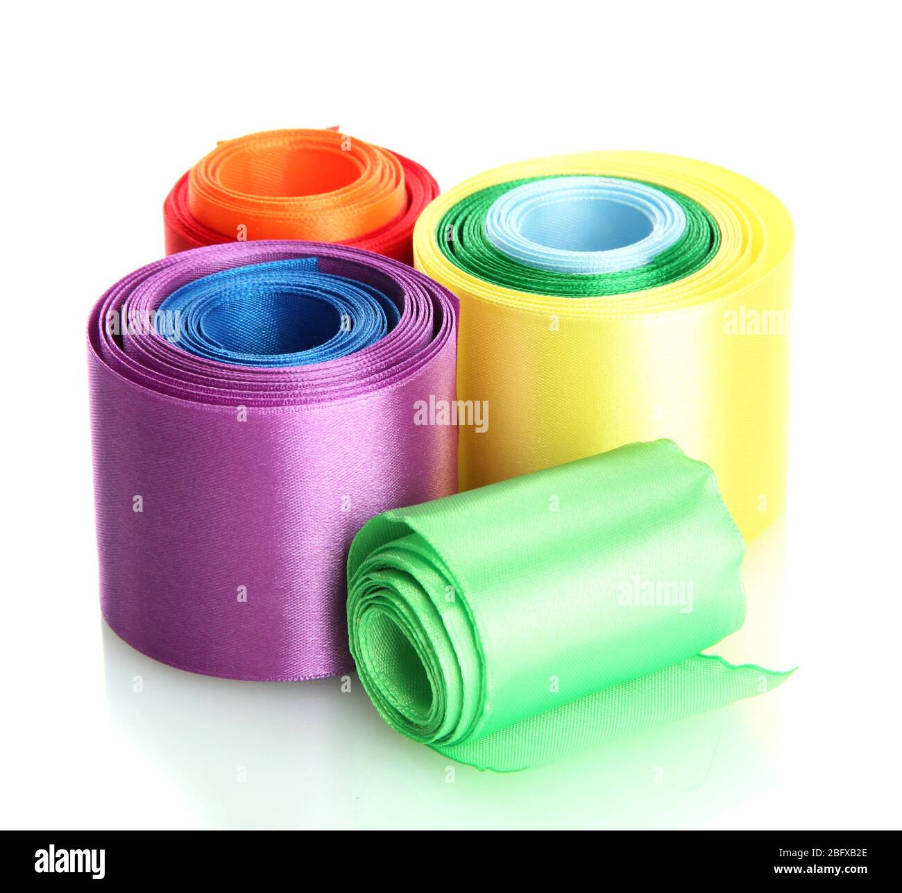 bright silk ribbons, isolated on white Stock Photo - Alamy