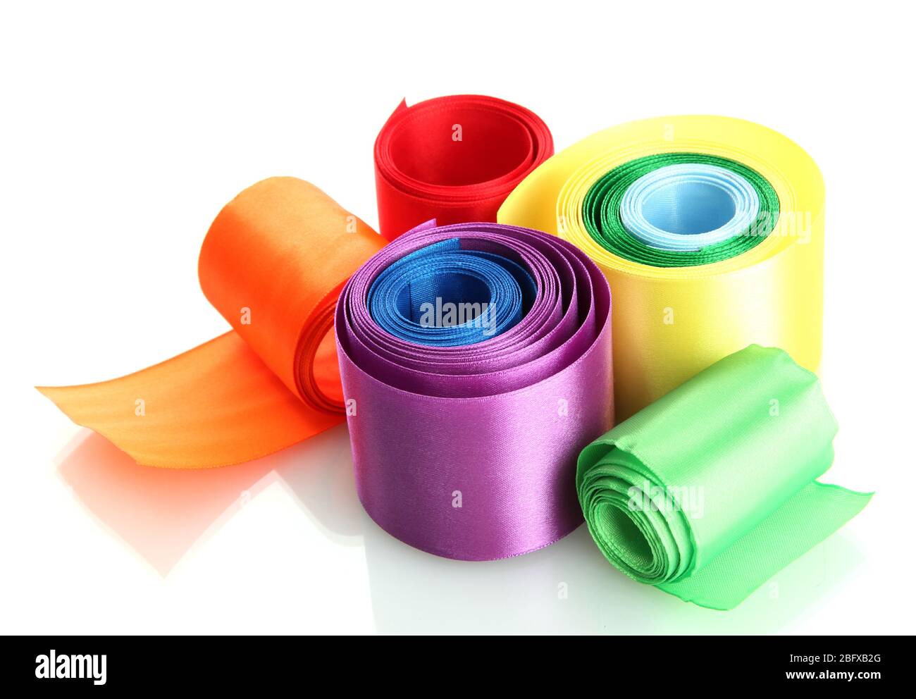 bright silk ribbons, isolated on white Stock Photo - Alamy