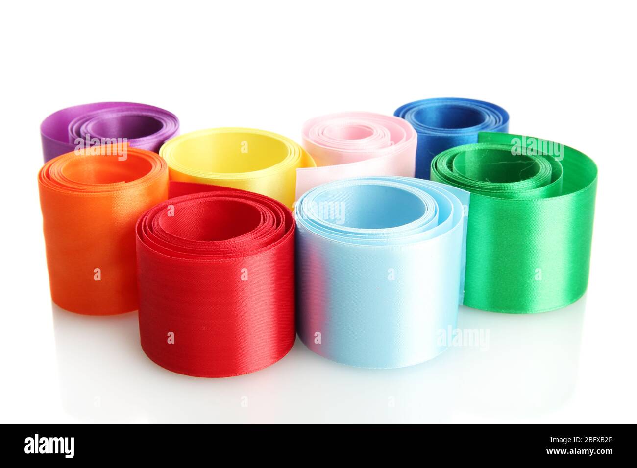 bright silk ribbons, isolated on white Stock Photo - Alamy