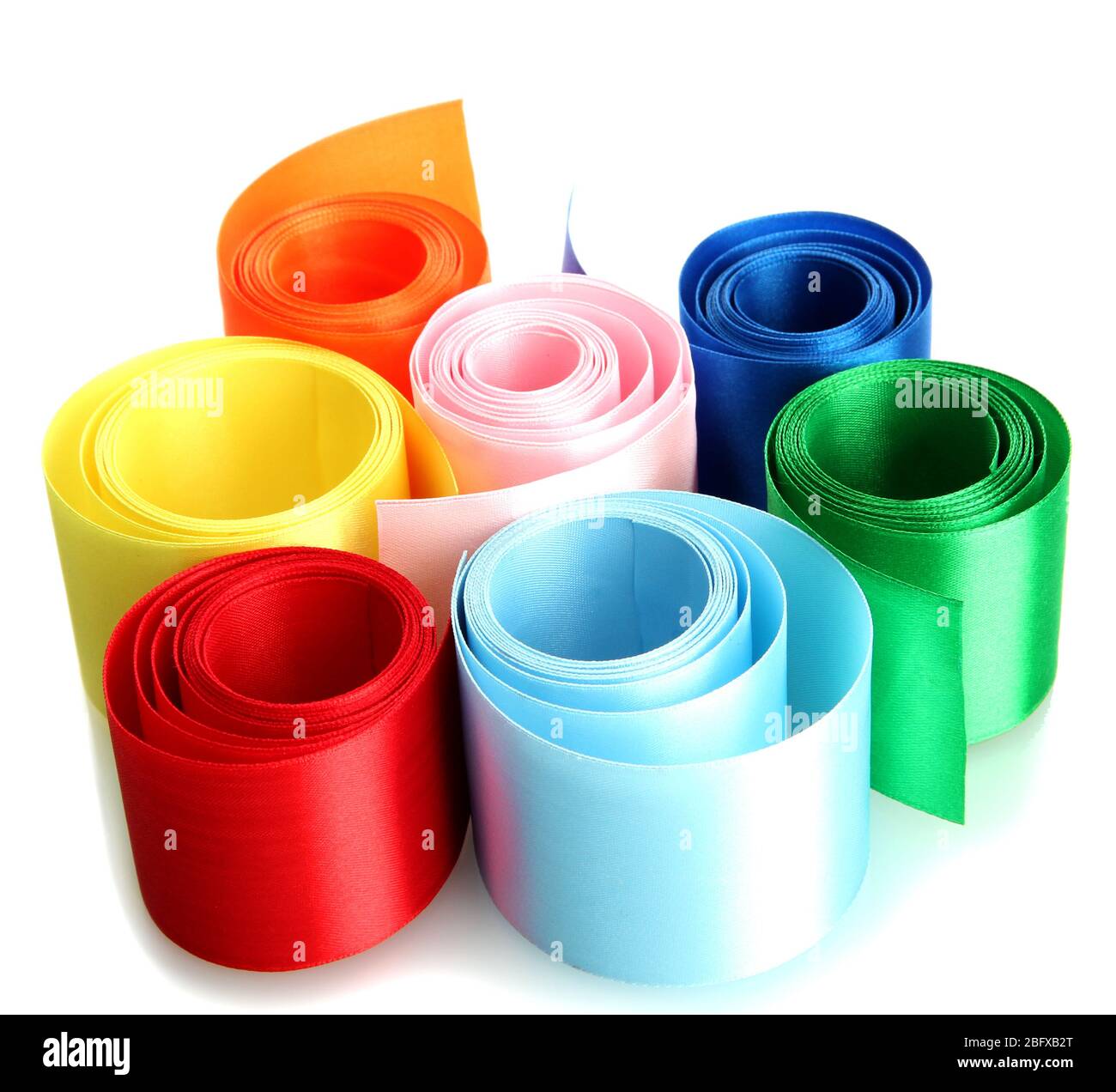 bright silk ribbons, isolated on white Stock Photo - Alamy