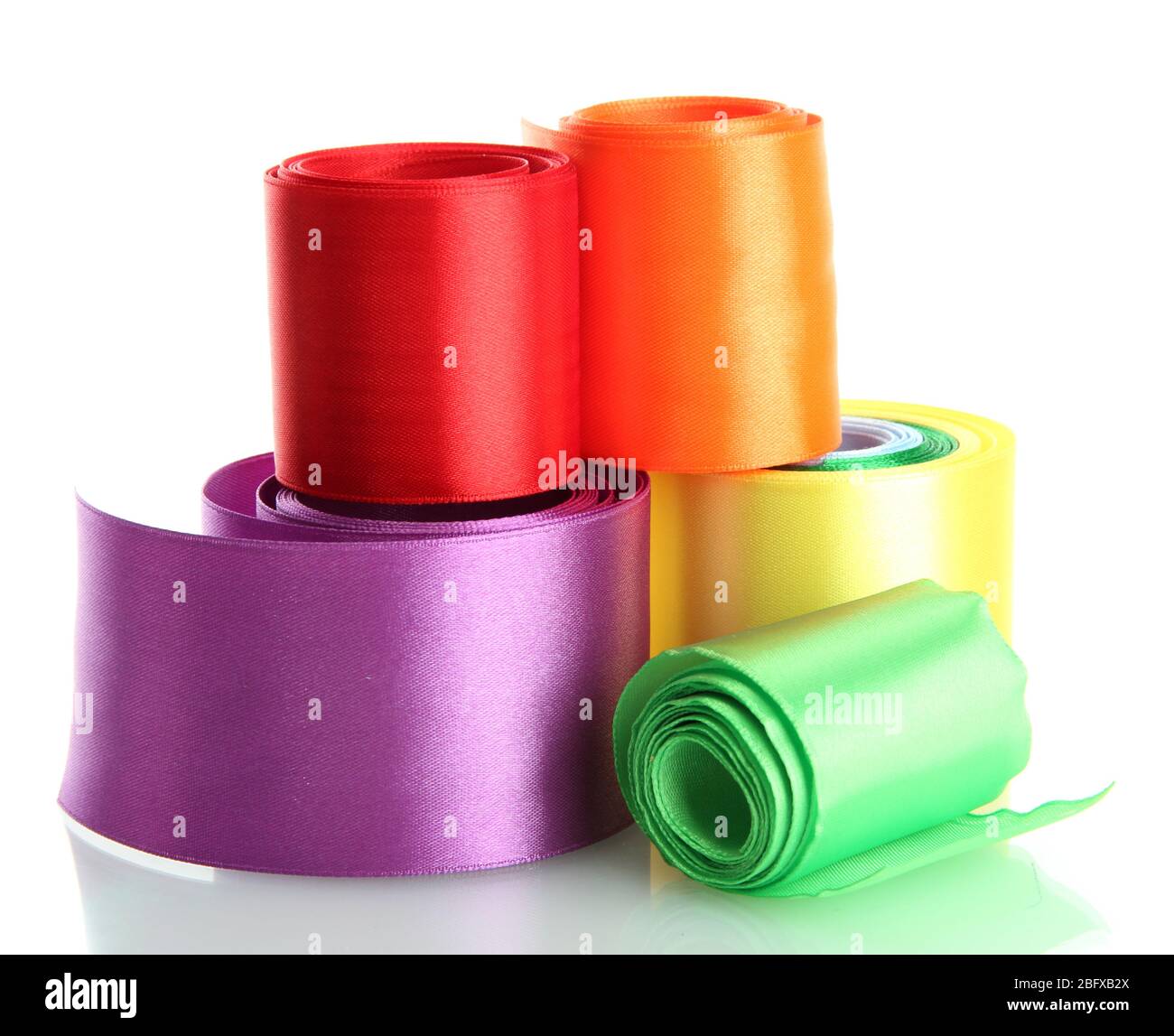 bright silk ribbons, isolated on white Stock Photo - Alamy