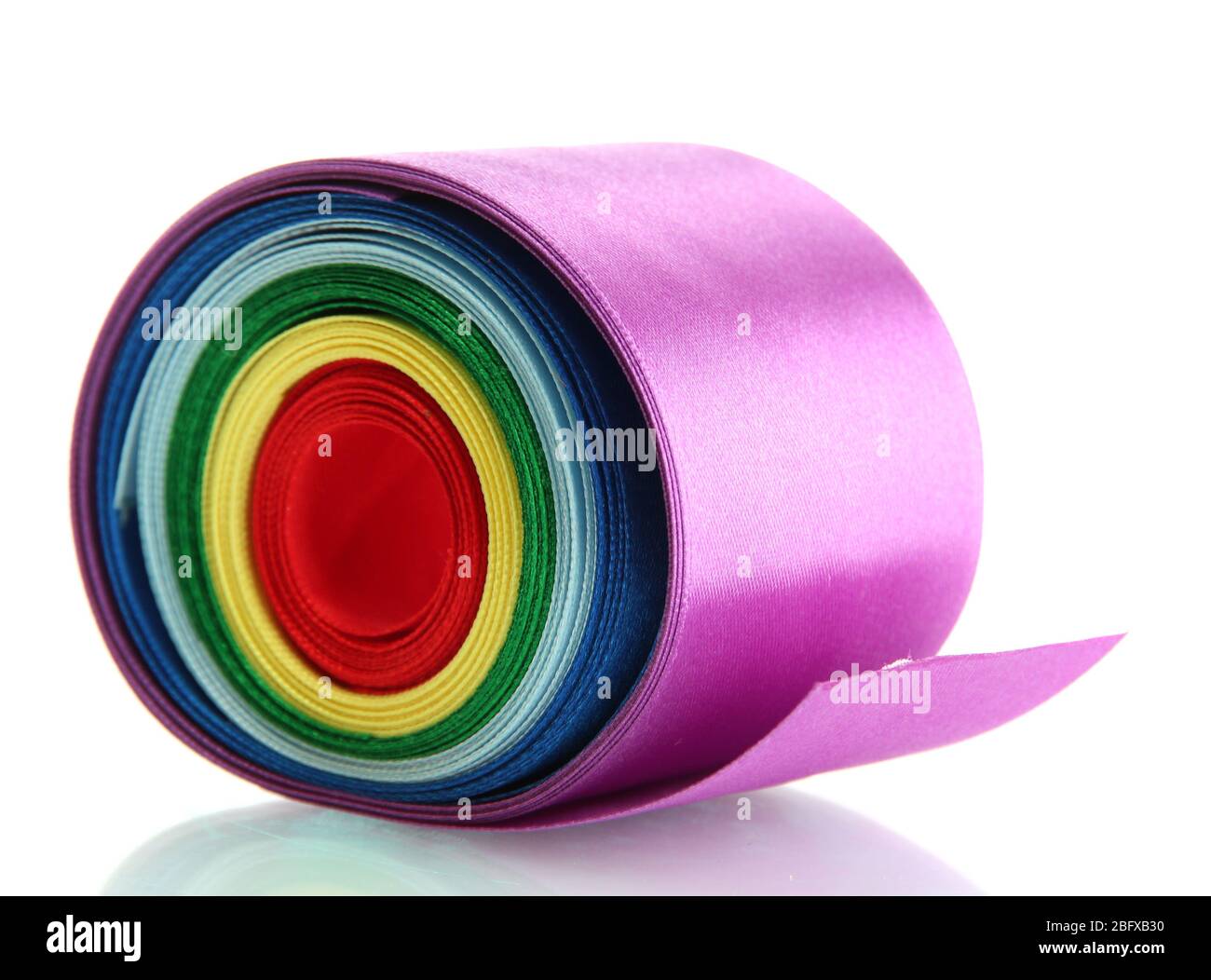 bright silk ribbons, isolated on white Stock Photo - Alamy