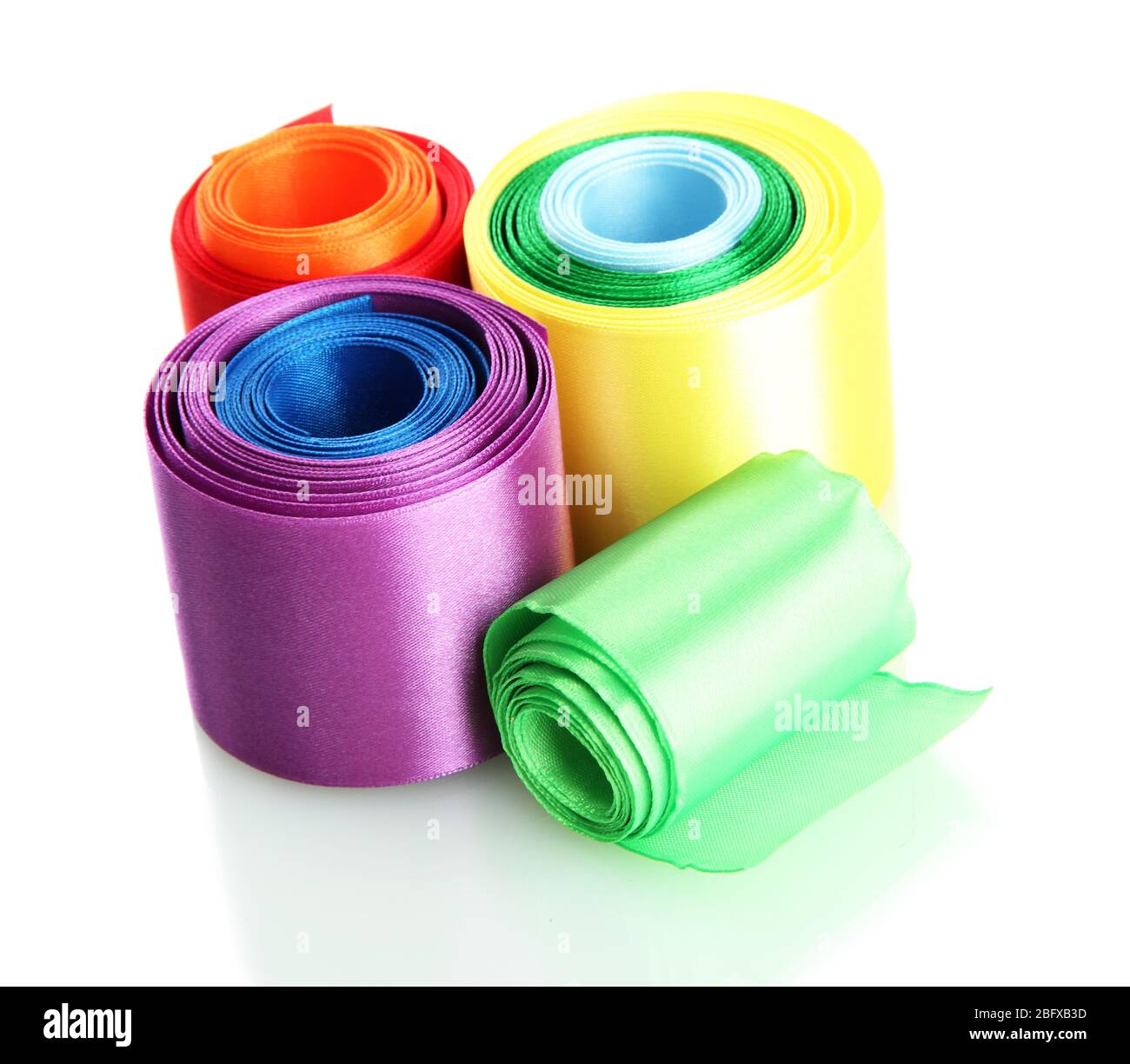 bright silk ribbons, isolated on white Stock Photo - Alamy