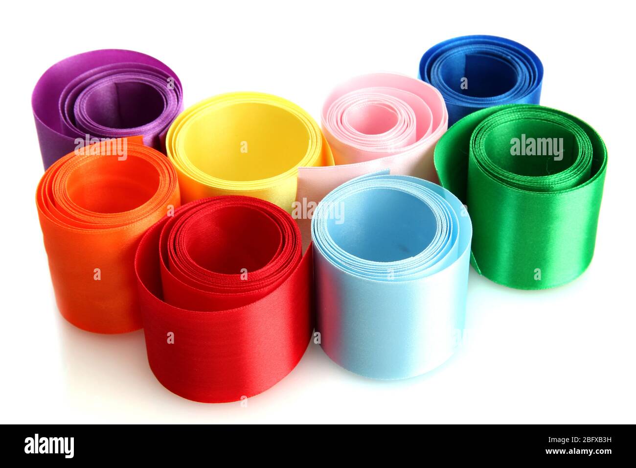 bright silk ribbons, isolated on white Stock Photo - Alamy