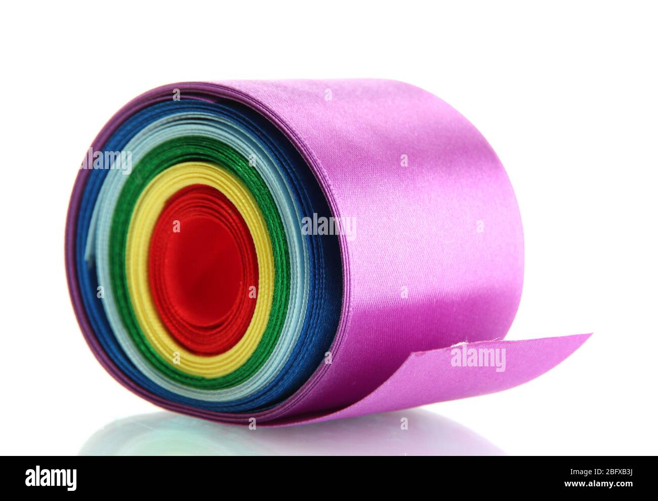 bright silk ribbons, isolated on white Stock Photo - Alamy