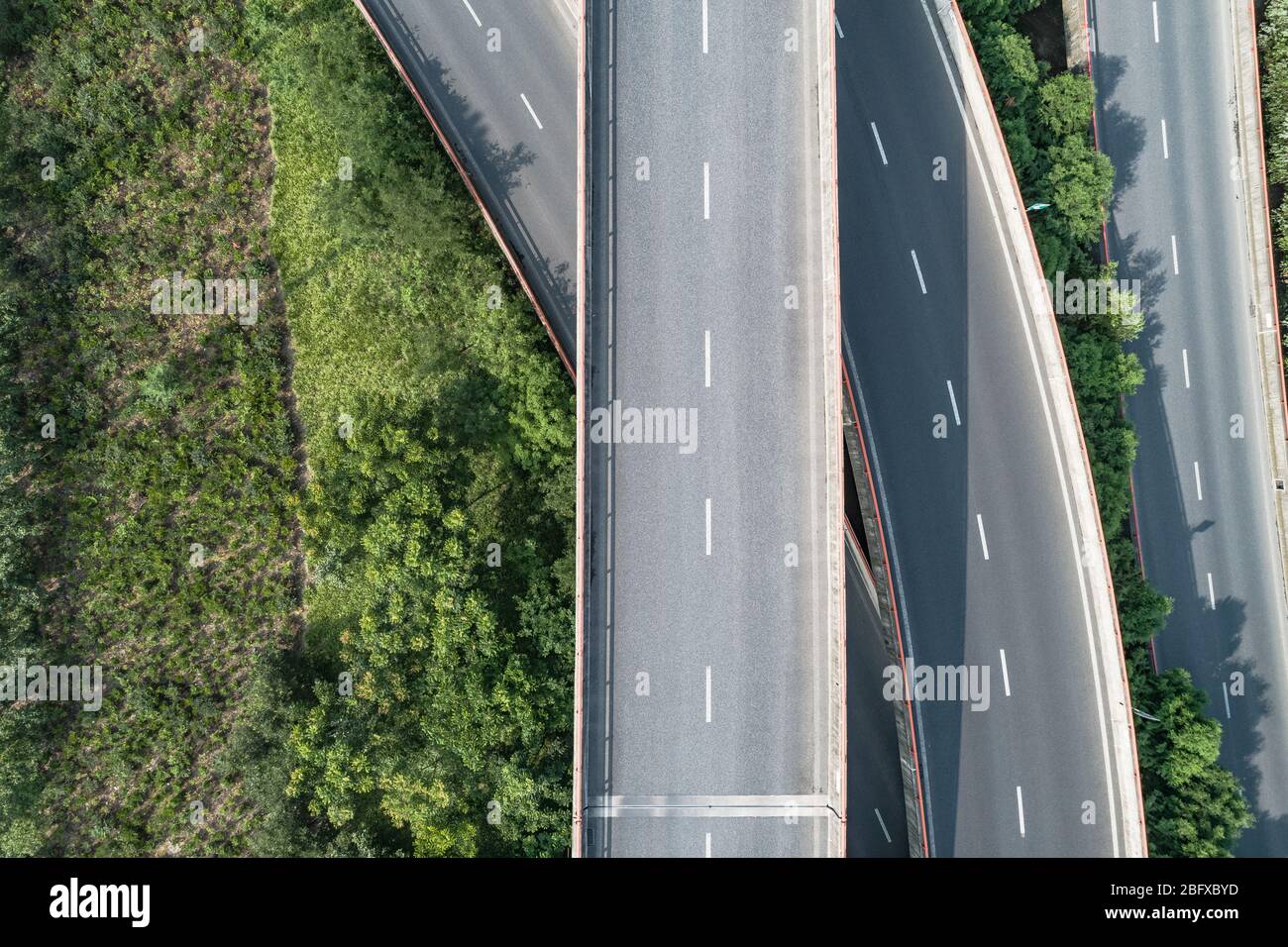 Aerial view of empty highway and overpass Stock Photo - Alamy