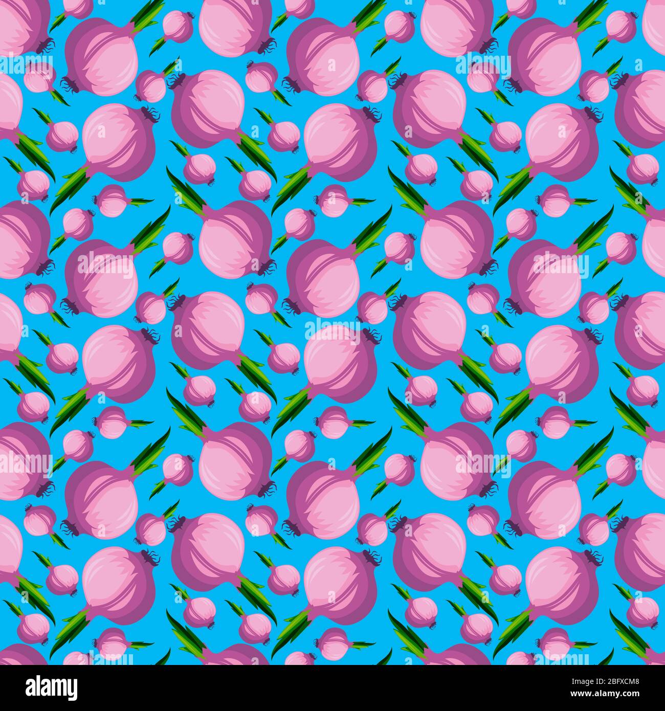 Red onions pattern, illustration, vector on white background Stock Vector