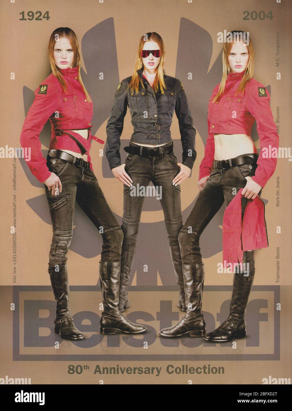 poster advertising Belstaff clothing brand in paper magazine from 2004  year, advertisement, creative Belstaff advert from 2000s Stock Photo - Alamy